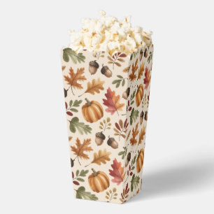 Fall Orange Watercolor Pumpkin Leaves Popcorn Favour Box