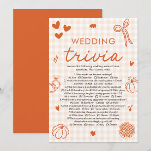 Fall Orange Wedding Trivia Bridal Shower Game Invitation