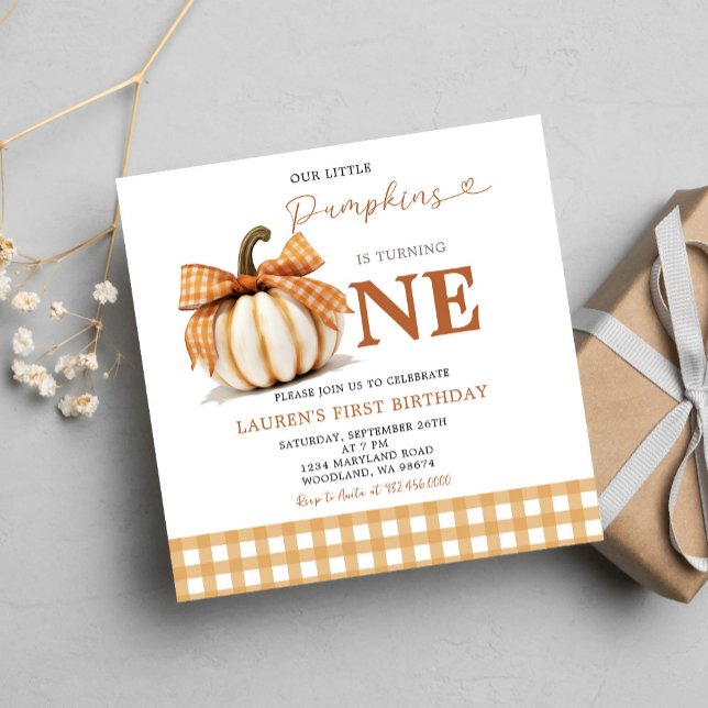  Fall Our Little Pumpkin Turning One Birthday Invitation (Creator Uploaded)