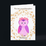 Fall Owl Birthday Granddaughter Card<br><div class="desc">A Fall birthday granddaughter birthday card featuring a beautiful owl and laurel in warm colours for Autumn. You can easily personalise the front of this granddaughter birthday card with her name. You can also easily change and personalise the inside birthday message if you wanted. The back of this owl birthday...</div>