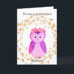 Fall Owl Birthday Granddaughter Card<br><div class="desc">A Fall birthday granddaughter birthday card featuring a beautiful owl and laurel in warm colours for Autumn. You can easily personalise the front of this granddaughter birthday card with her name. You can also easily change and personalise the inside birthday message if you wanted. The back of this owl birthday...</div>