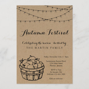 Fall Party Autumn Festival   Rustic Kraft Paper Invitation