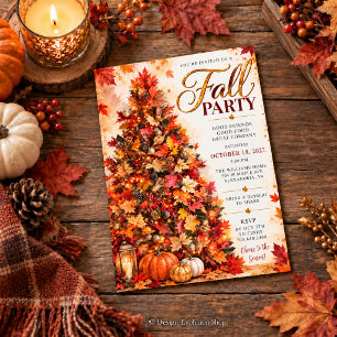 Fall Party Invitation Autumn Tree