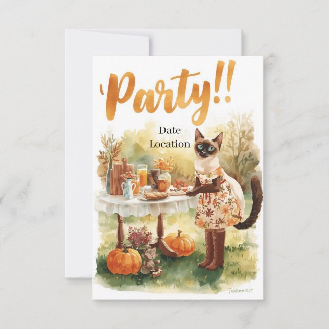 Fall Party Invitation Card – Cozy Autumn Gathering (Front)