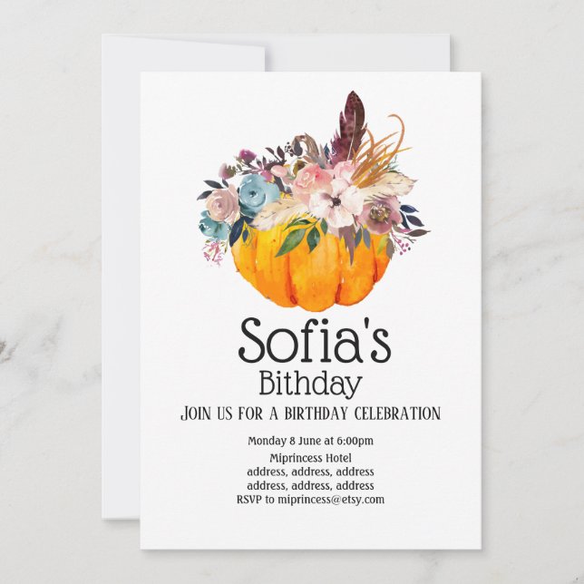 fall party, pumpkin, autumn, invitation (Front)