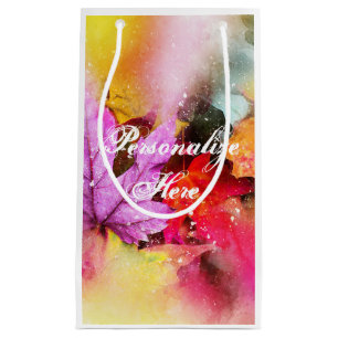 Fall pastel maple leaf watercolor autumn elegant small gift bag