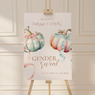 Fall Pastel Pumpkins and Bows Welcome Sign
