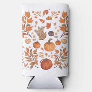 Fall pattern design seltzer can cooler
