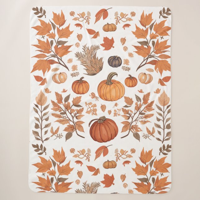 Fall pattern design sherpa blanket (Front)