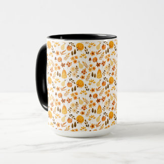 Fall Pattern with Pumpkins, Leaves:Autumn Elegance Mug