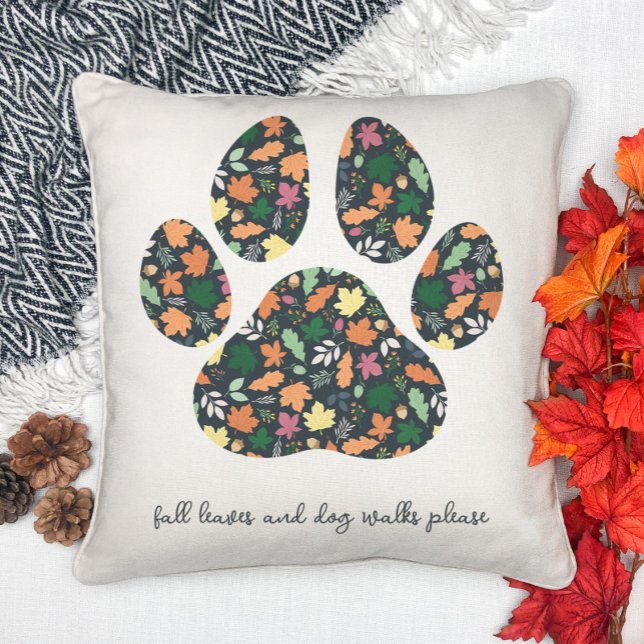 Fall Paw Print Throw Pillow For A Dog Lover (Creator Uploaded)