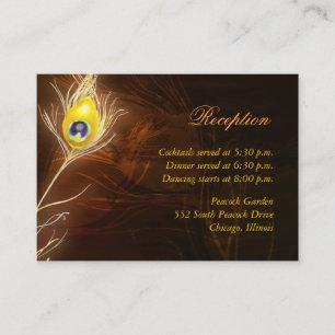Fall Peacock Feather Wedding Reception Enclosure Card