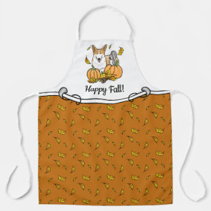 Fall Pembroke Welsh Corgi (red 1) Pumpkins Cute Apron