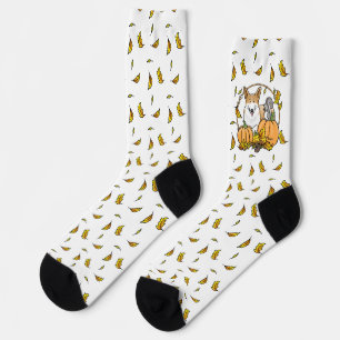 Fall Pembroke Welsh Corgi (red 1) Pumpkins Cute Socks