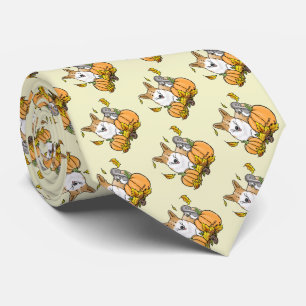 Fall Pembroke Welsh Corgi (red 1) Pumpkins Cute Tie