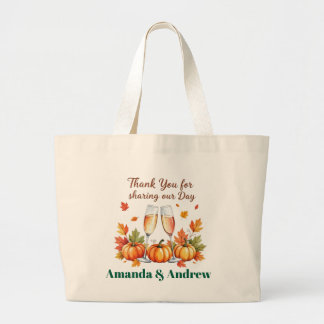 Fall Personalized Guest Favor Bridal celebration Large Tote Bag