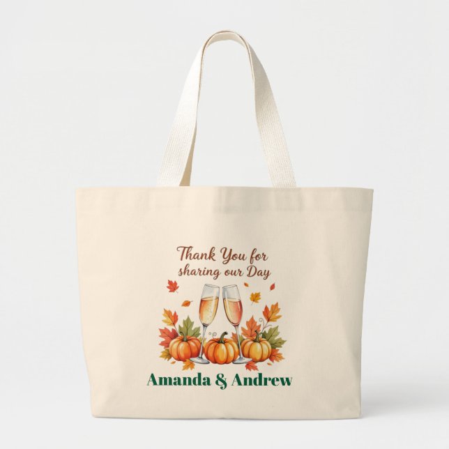 Fall Personalized Guest Favor Bridal celebration  Large Tote Bag (Front)