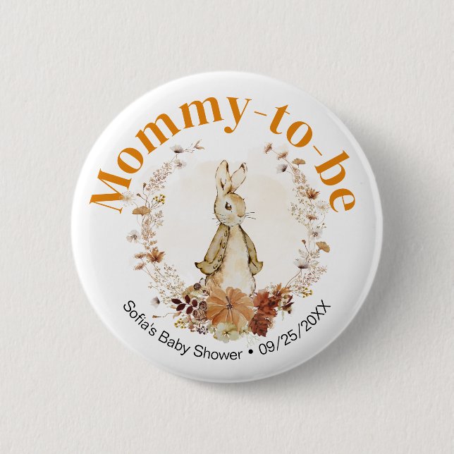 Fall Peter Rabbit Neutral Baby Mummy to Be Button (Front)