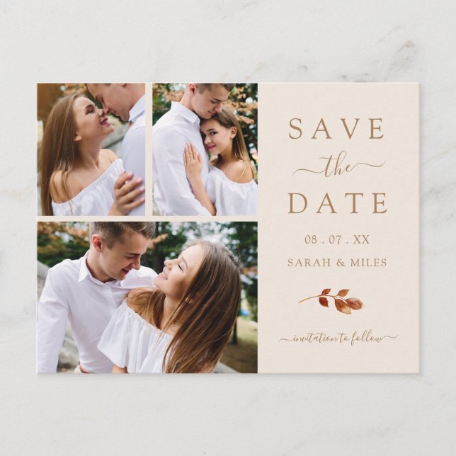 Fall Photo Wedding Save The Date Announcement Postcard (Front)