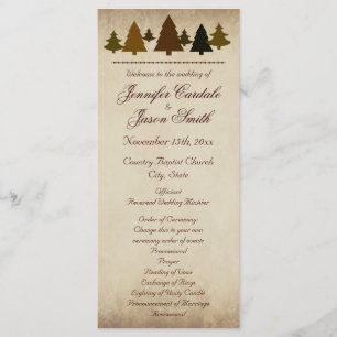 Fall Pine Trees Autumn Wedding Programs Programme