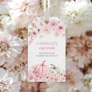 Fall Pink Pumpkin Baby Shower Thank you Tag 