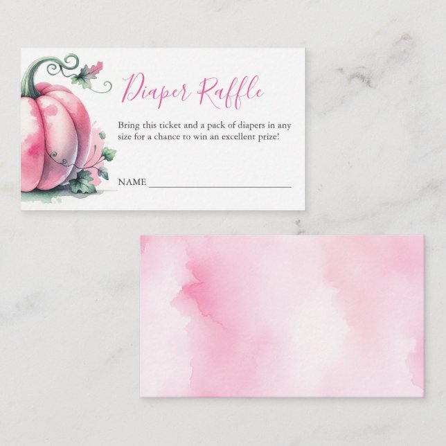 Fall Pink Pumpkin Diaper Raffle Enclosure Card (Front/Back)