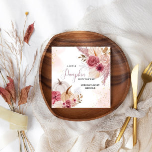 Fall Pink Pumpkin  Floral Girl Baby shower  Napkin