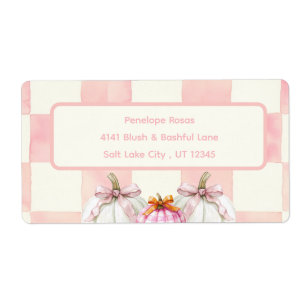 Fall Pink Pumpkin Gingham Girl Baby Shower Address
