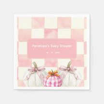 Fall Pink Pumpkin Gingham Girl Baby Shower