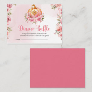 Fall Pink Pumpkin Girl Baby Diaper Raffle Card   
