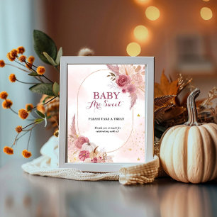 Fall Pink Pumpkin Girl  baby shower Favour sign