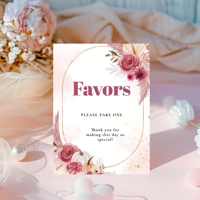 Fall pink Pumpkin Girl Baby shower Favours Sign (Creator Uploaded)