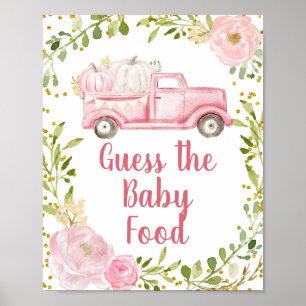 Fall Pink Pumpkin Truck Guess the Baby Food Sign