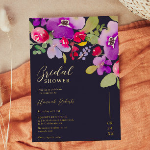 Fall pink purple floral watercolor bridal shower