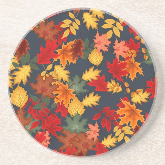 Fall plaid chequered autumn Thanksgiving Coaster (Front)