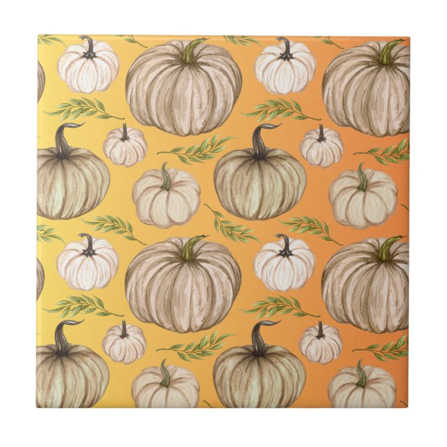 Fall plaid chequered autumn Thanksgiving Tile (Front)