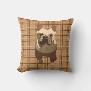 Fall Plaid French Bulldog Cushion