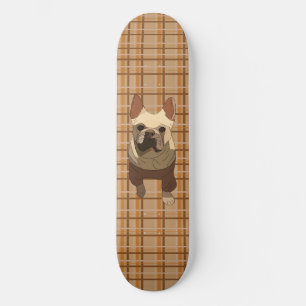 Fall Plaid French Bulldog Skateboard
