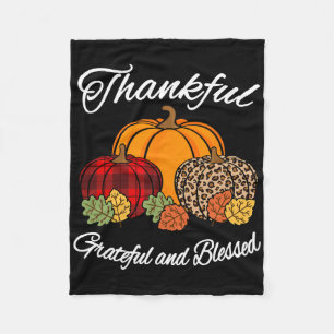 Fall Plaid Leopard Pumpkin Autumn Thanksgiving Ble Fleece Blanket