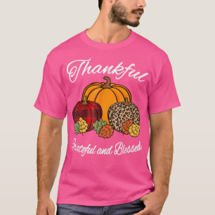 Fall Plaid Leopard Pumpkin Autumn Thanksgiving Ble T-Shirt