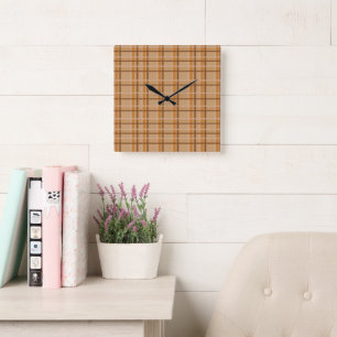 Fall Plaid Square Wall Clock