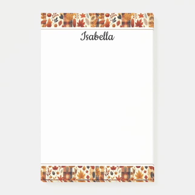 Fall Plaids, Acorns, Maple Tree Leaves Colourful Post-it Notes (Front)