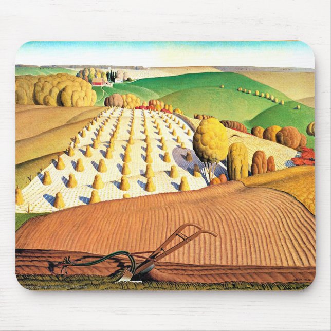 Fall Ploughing, fine art American painting Mouse Pad (Front)