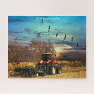 Fall Plow Tractor Ohio.Christmas Greetings Jigsaw Jigsaw Puzzle