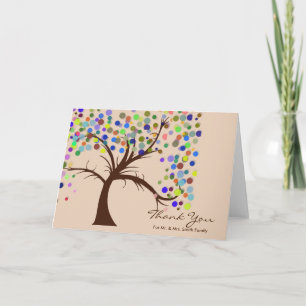 Fall Polka Dots Tree Wedding Thank You Card