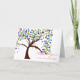 Fall Polka Dots Tree Wedding Thank You Card