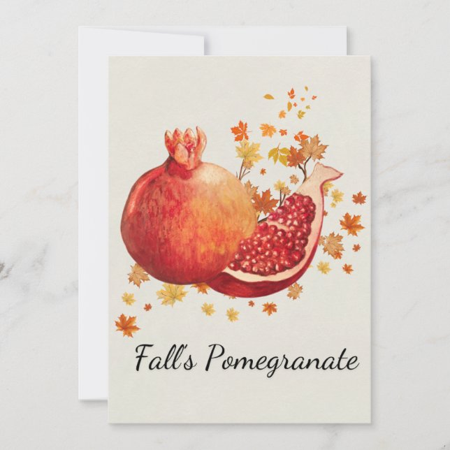Fall Pomegranate Greeting Card Autumn Themed Wat (Front)
