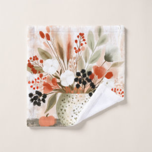 Fall Posy and Rust Speckled Pot Bath Towel Set