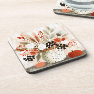 Fall Posy and Rust Speckled Pot Coaster