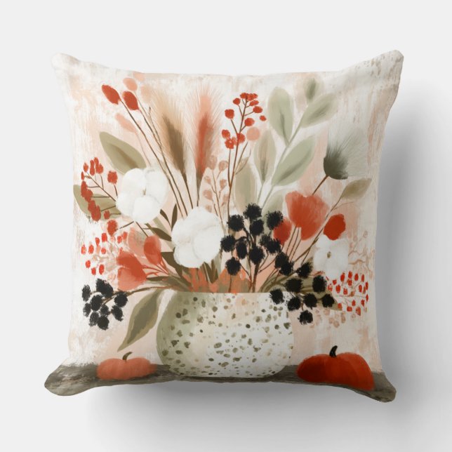 Fall Posy and Rust Speckled Pot Cushion (Front)
